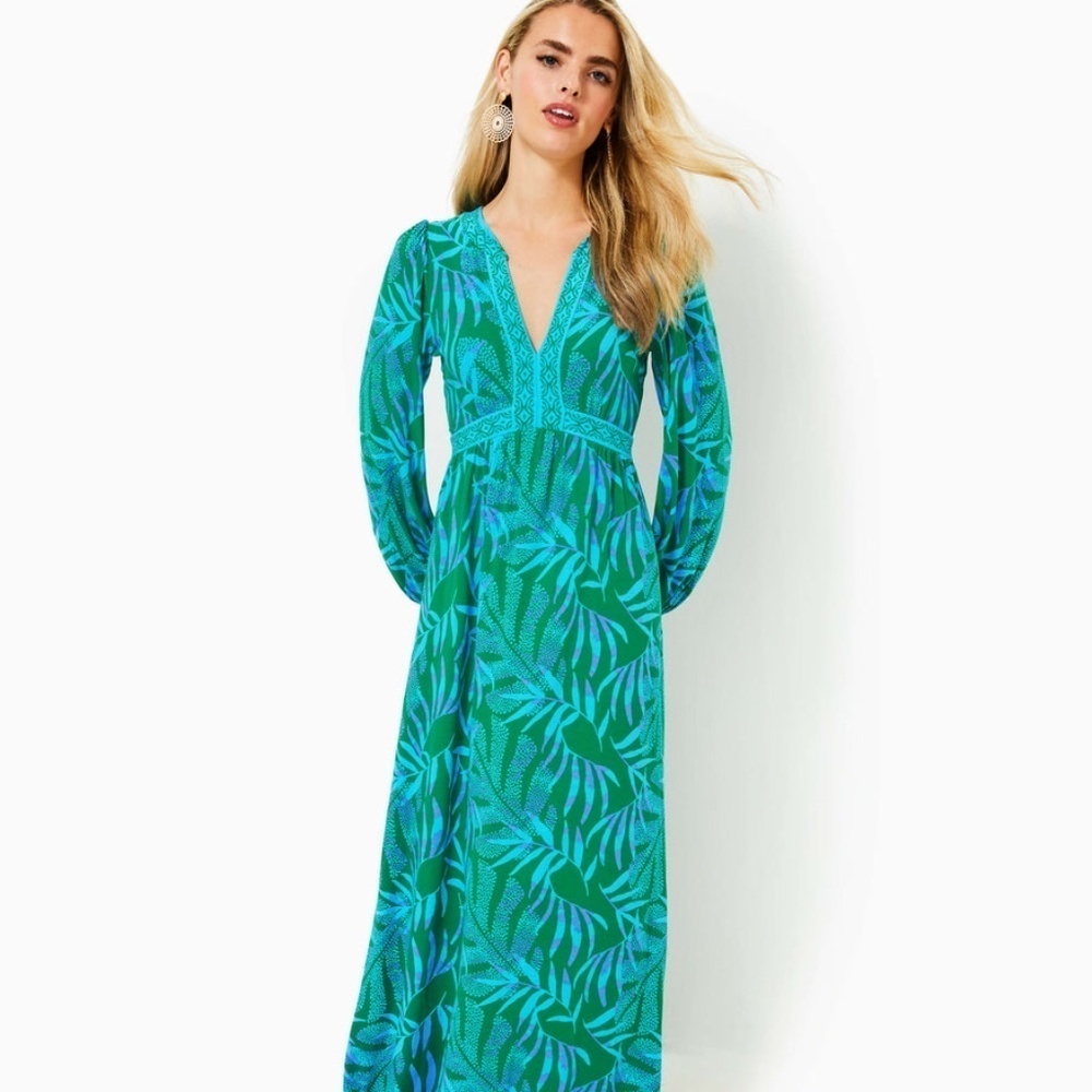 NWOT LILLY PULITZER Wexlee Long Sleeve Maxi Dress It's a Jungle Out There